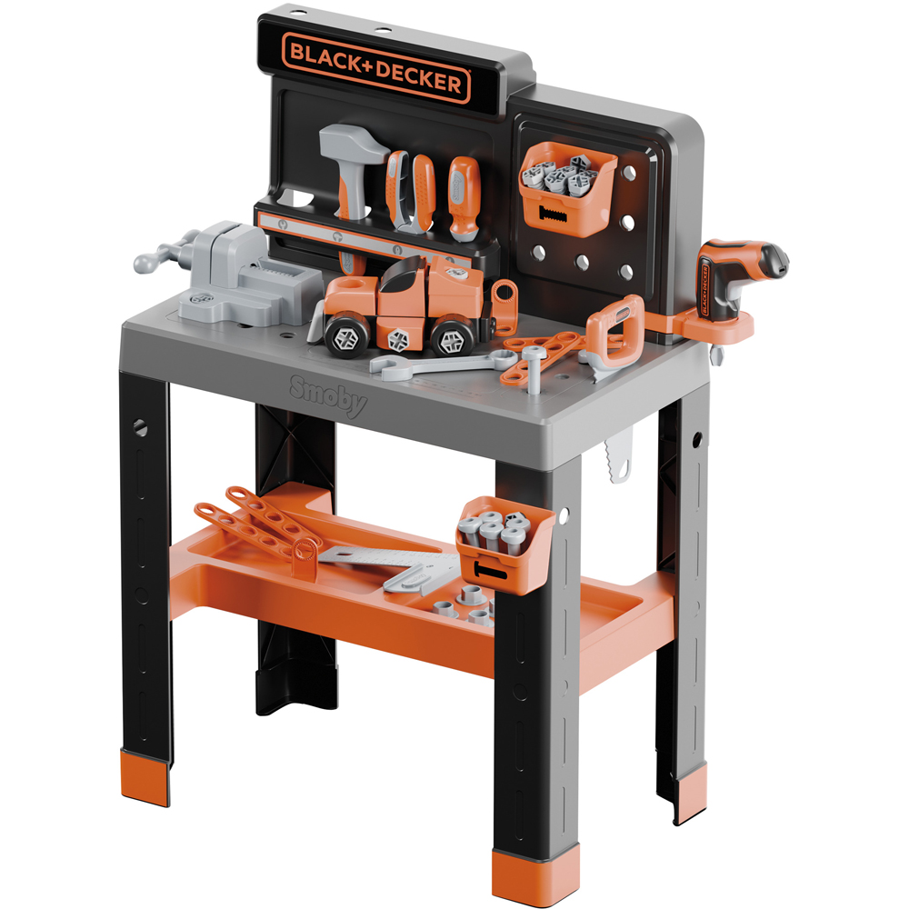 Smoby Black and Decker Kids Bricolo Pro Workbench with Tools and Storage Image 1