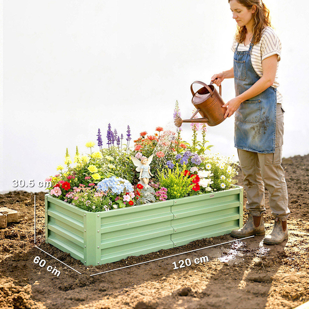 Outsunny Light Green Raised Garden Bed 120 x 60 x 30.5cm Image 9
