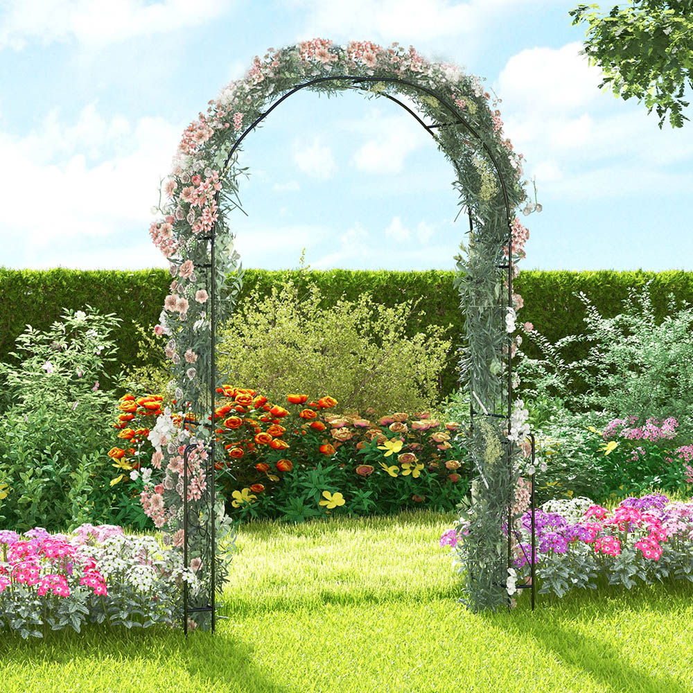 Costway Black Arch Climbing Plants Garden Trellis Image 2