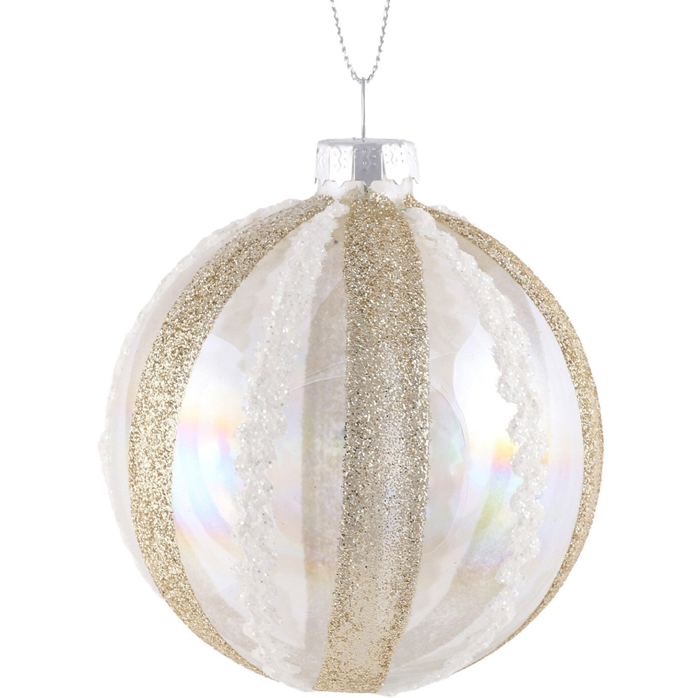 Champagne & White Patterned Bauble - White Image 2