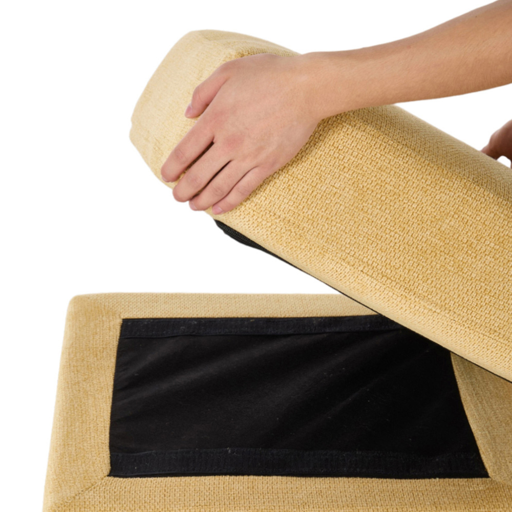 Living and Home Yellow Chenille Pushback Recliner Chair with Footstool Image 7