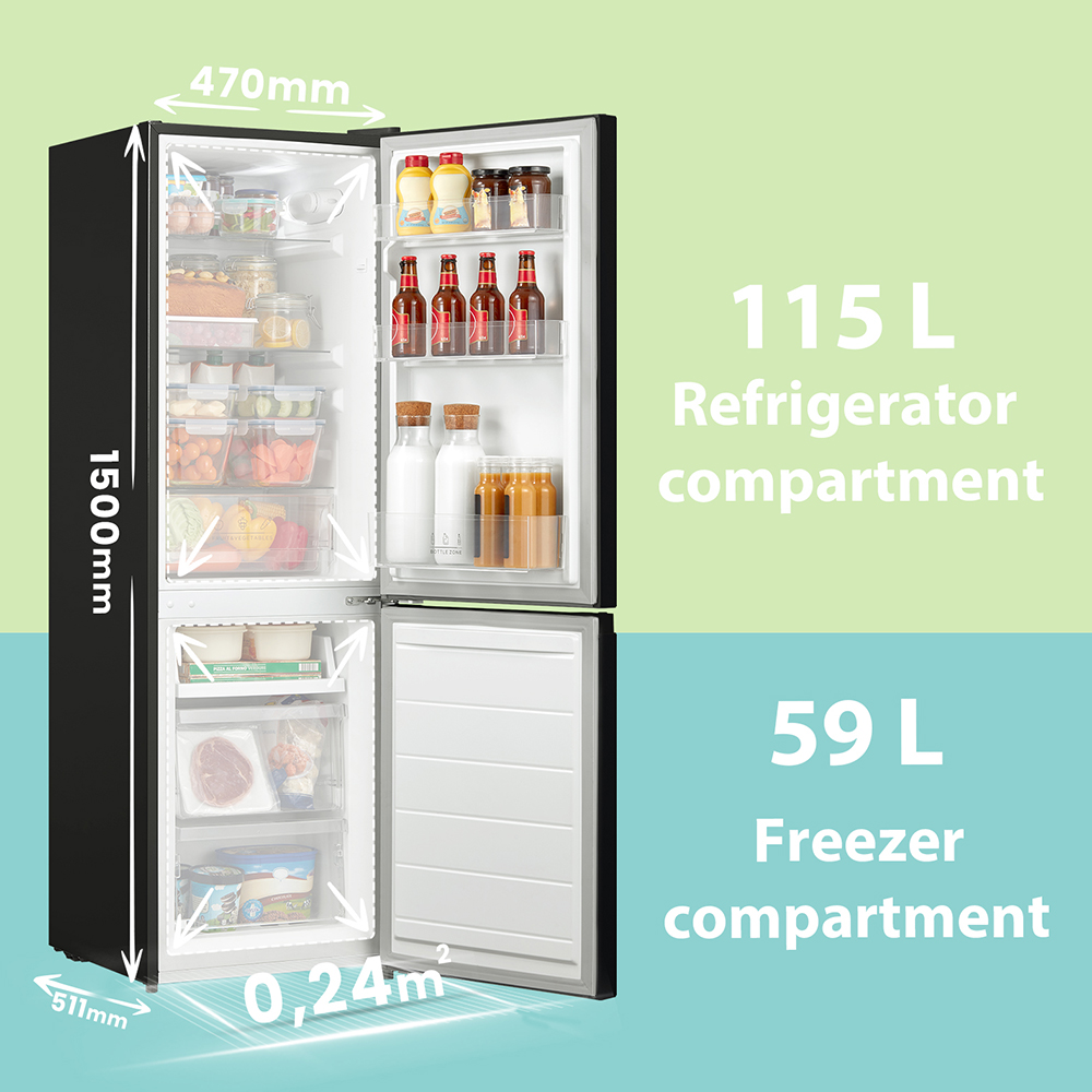 Comfee AJ0879 Black 174L Freestanding Fridge Freezer Image 7