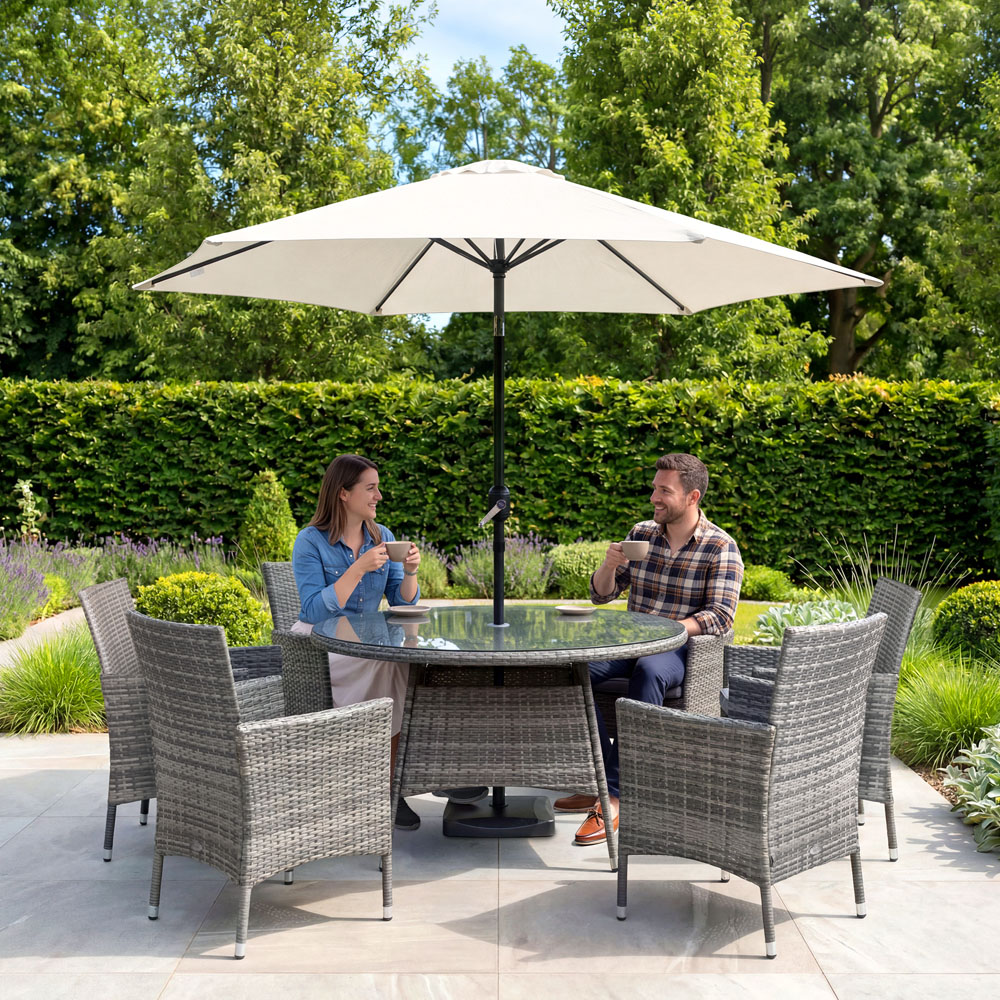 Charles Bentley Cream Metal Crank and Tilt Parasol 2.7m Image 6