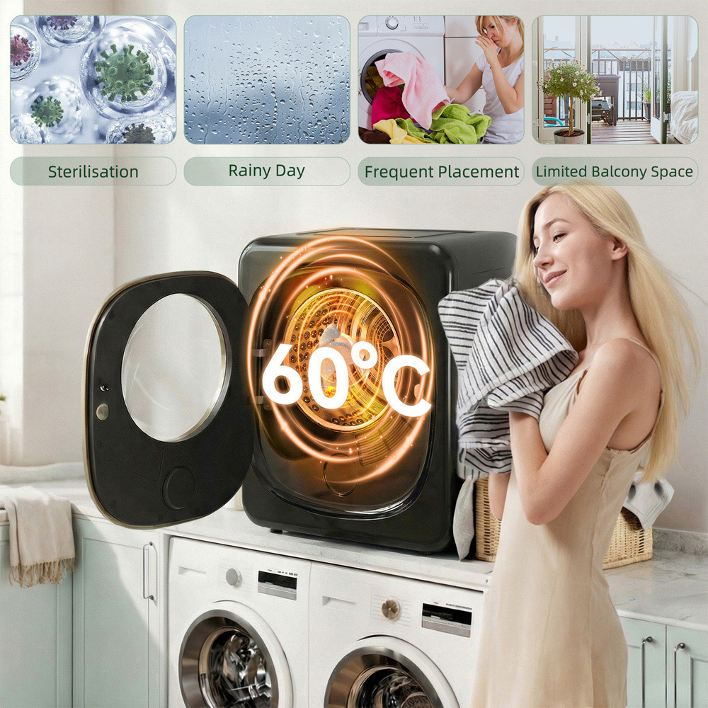 HOMCOM Black Compact Small Tumble Dryer Machine 4kg 800W Image 7