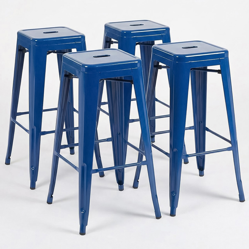 FWStyle Blue Gloss Metal Bar Stool 4 Pack Image 4