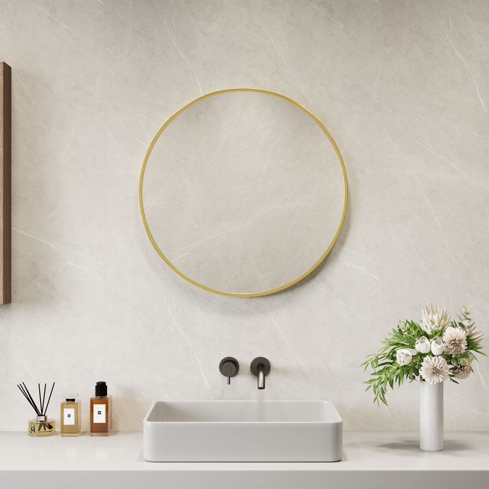 Neo Gold Metal Frame Anti-Rust Wall Mounted Round Mirror 40cm Image 2