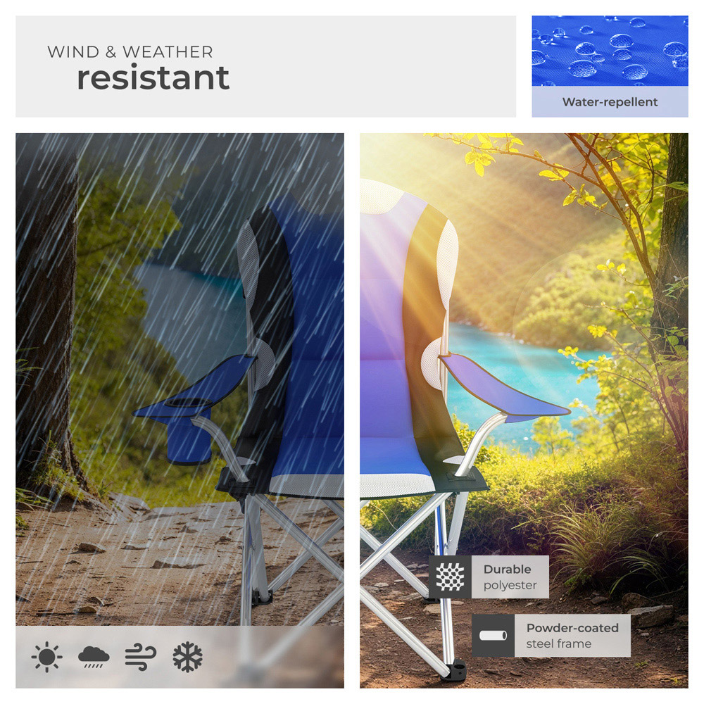 tectake 2 Piece Blue Padded Camping Chair Set Image 7