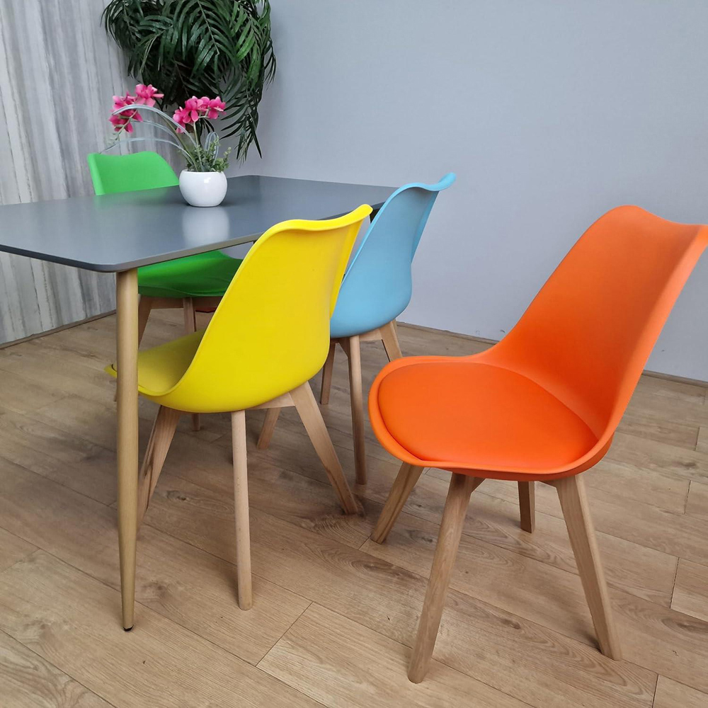 Kosy Koala 4 Seater Plastic and Faux Leather Dining Set Multicolour Image 2