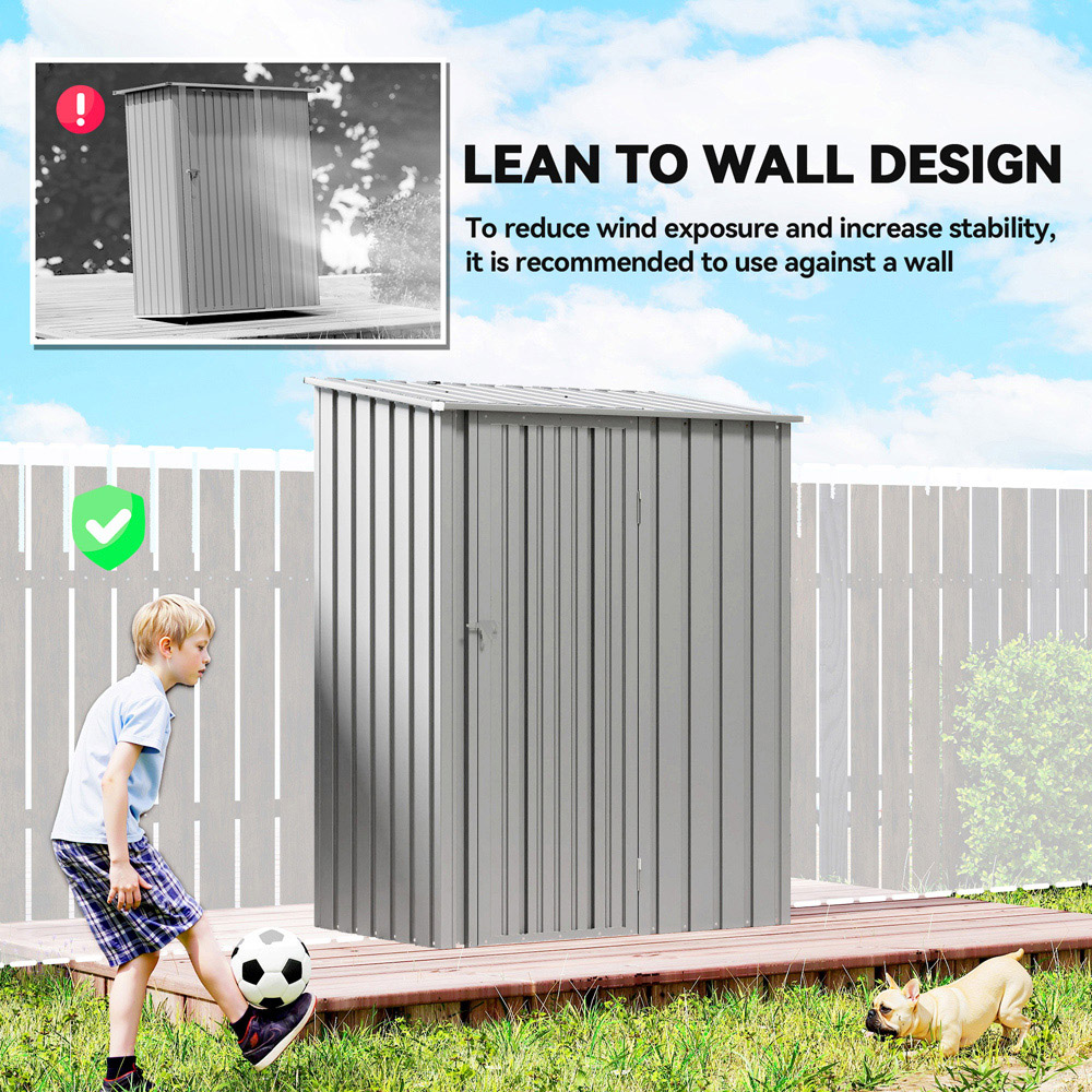 Outsunny 4.5 x 2.8ft Single Door Grey Steel Outdoor Storage Shed Image 5