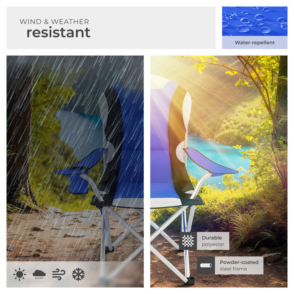 tectake Blue Padded Camping Chair Image 7