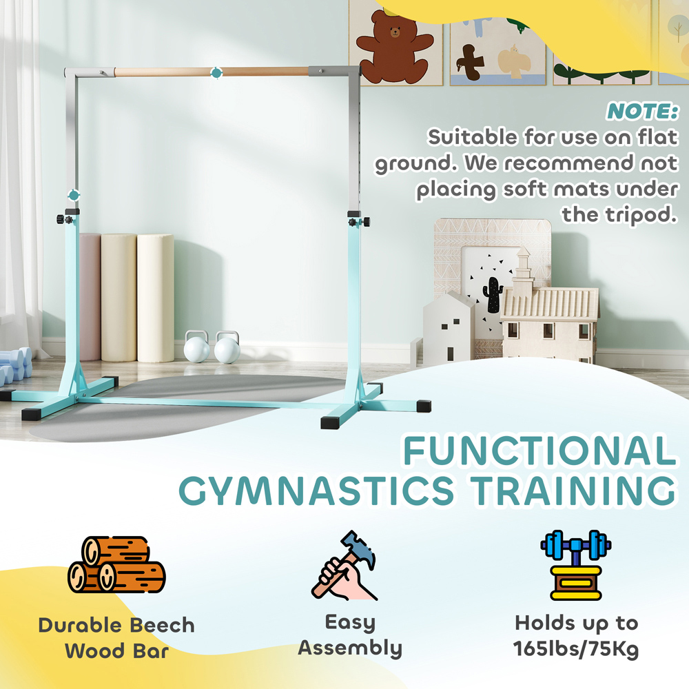 Tommy Toys Kids Light Blue Adjustable Steel Horizontal Gymnastics Bar Image 7