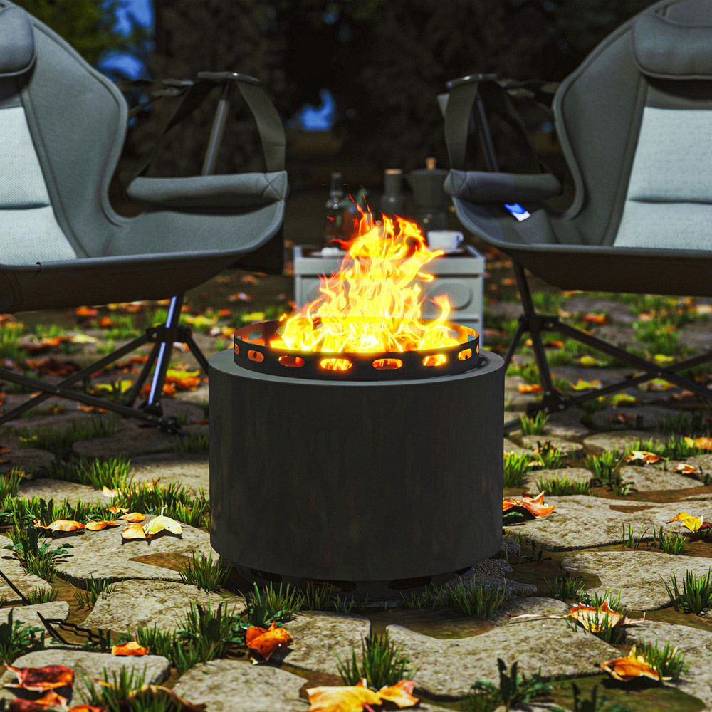 Outsunny Dark Grey Smokeless Wood Burning Metal Firepit Image 5