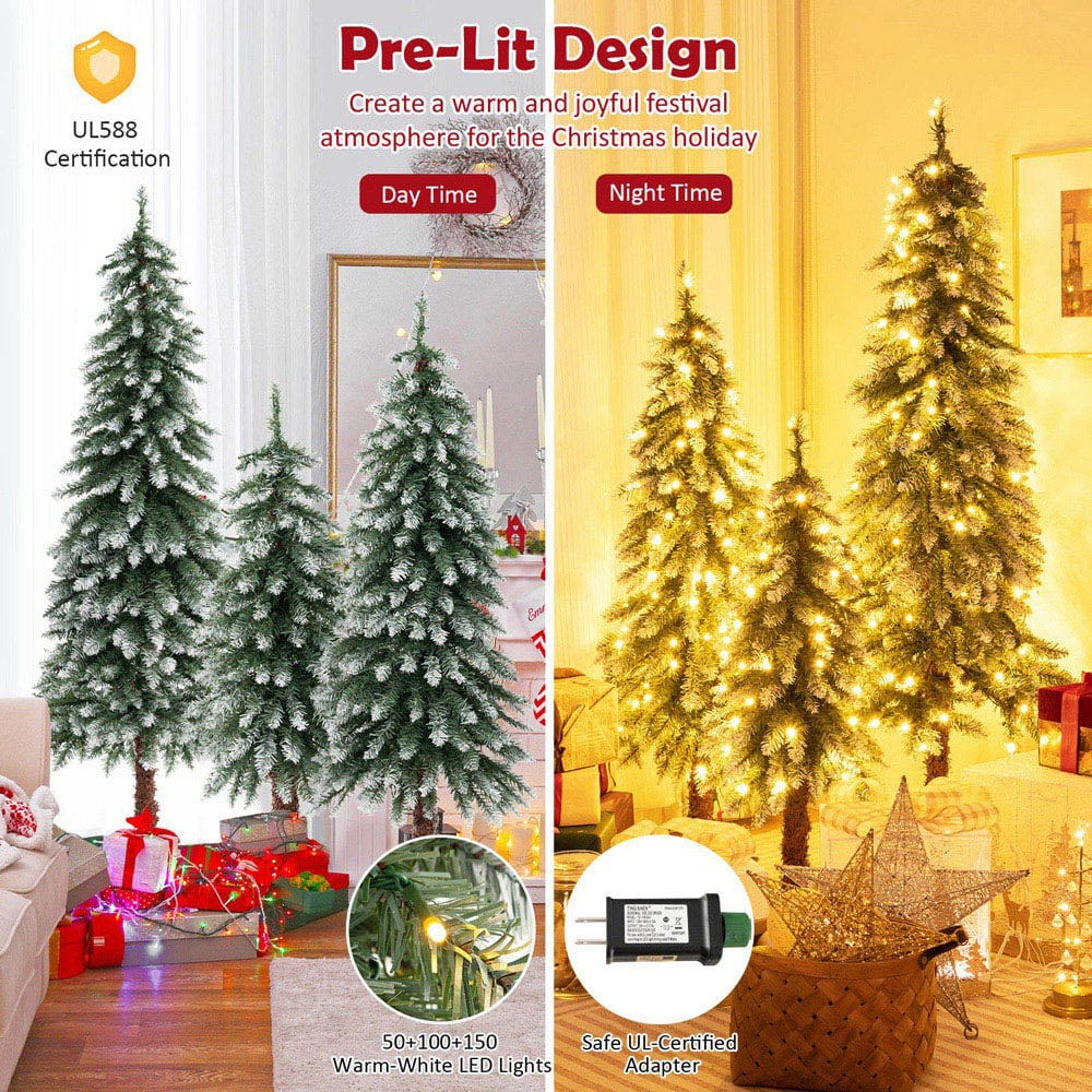 Costway Pre Lit Warm White LED Artificial Christmas Tree 3 Pack Image 3