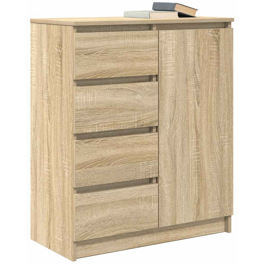 vidaXL Single Door 4 Drawer Sonoma Oak Sideboard Image 4