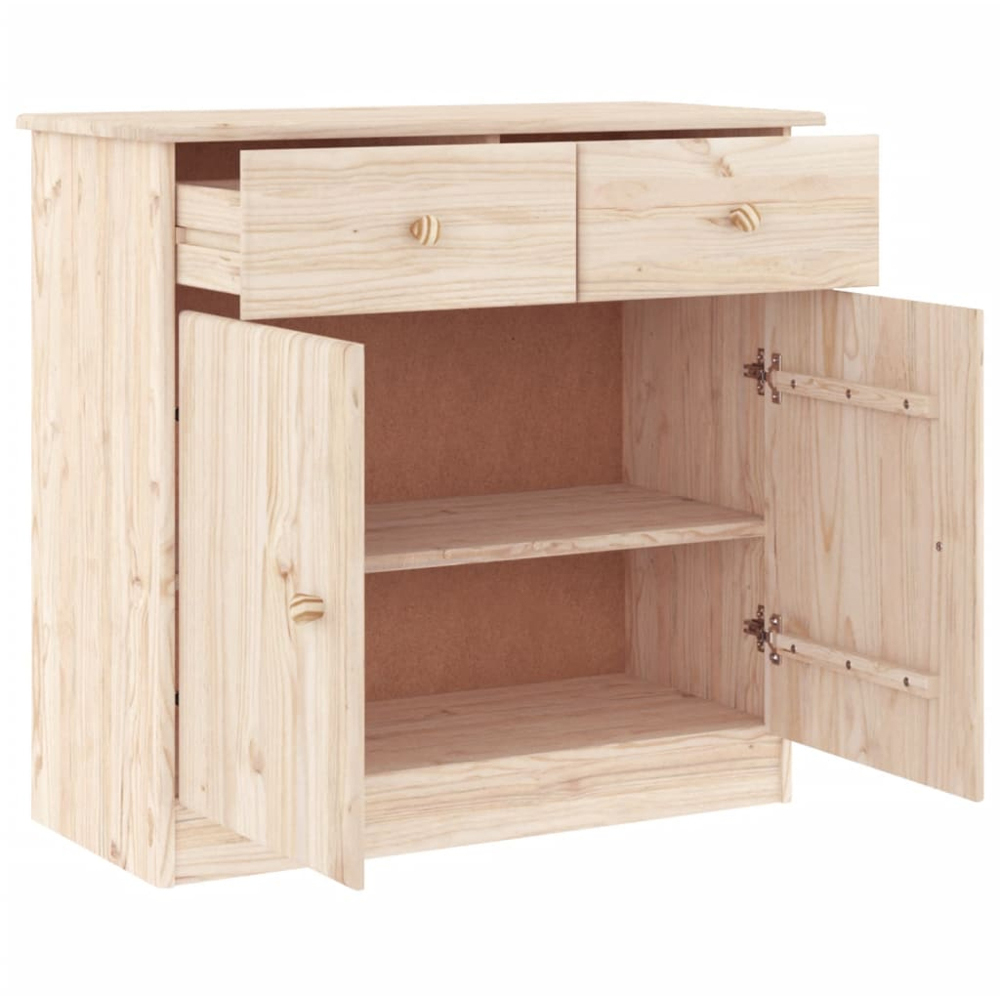 vidaXL Alta 2 Door 2 Drawer Natural Solid Pine Wood Sideboard Image 4