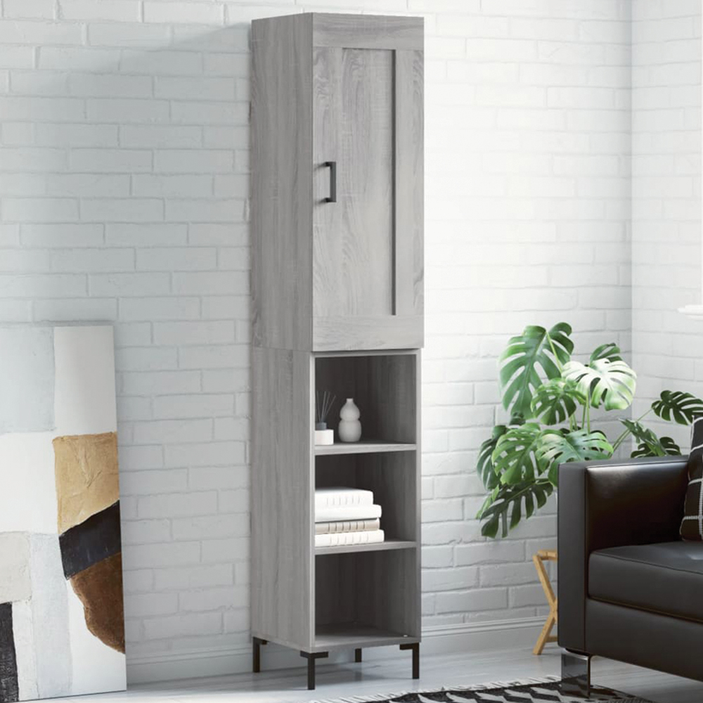 vidaXL 3 Door 3 Shelf Grey Sonoma Highboard Image 1