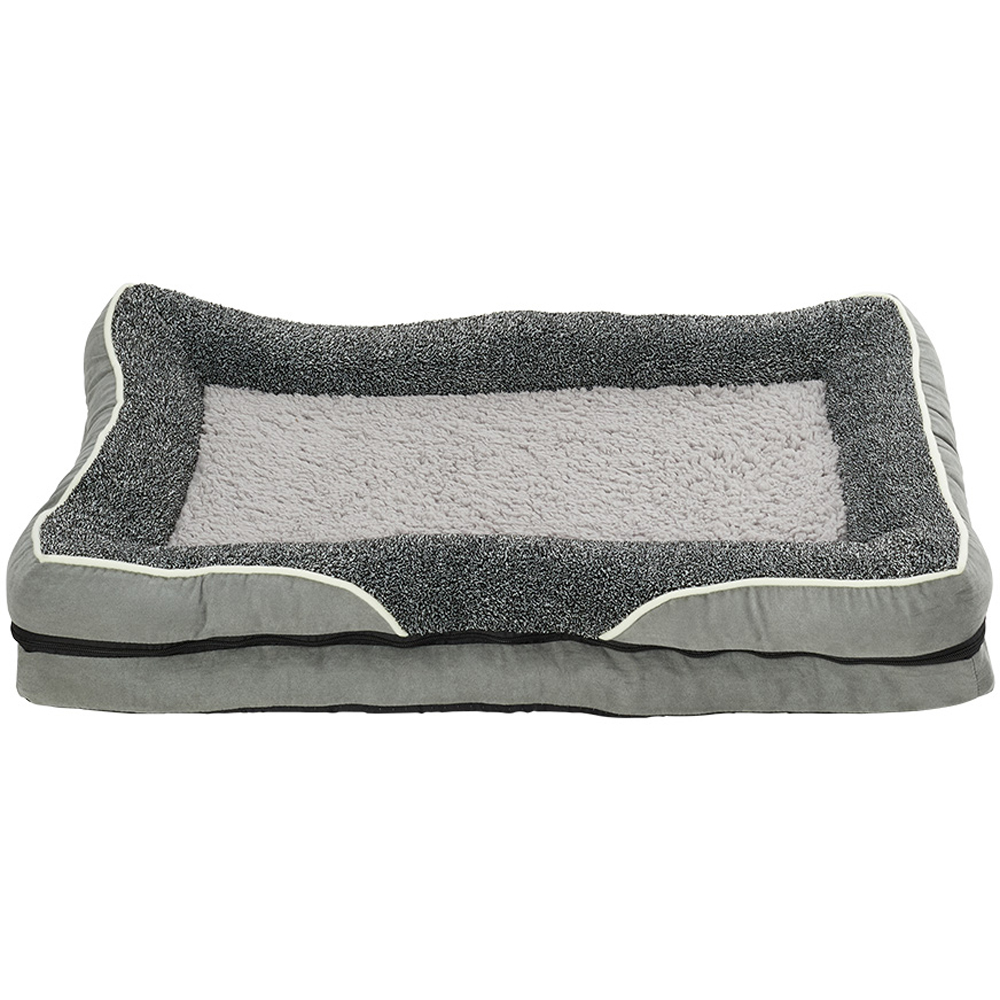 H&O Direct 75cm Light Grey Warm Cushioned Plush Pet Bed Image 1