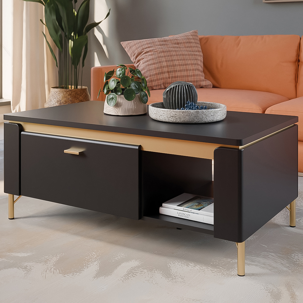 Furniture To Go Genoa Single Drawer Black Coffee Table Image 1