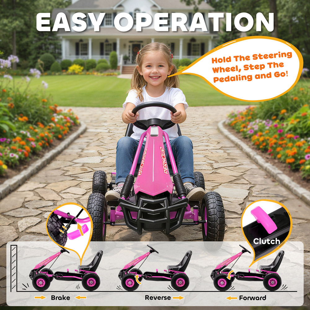 Tommy Toys AIYAPLAY Pink Adjustable Seat Kids Pedal Go Kart with EVA Tyres Image 4