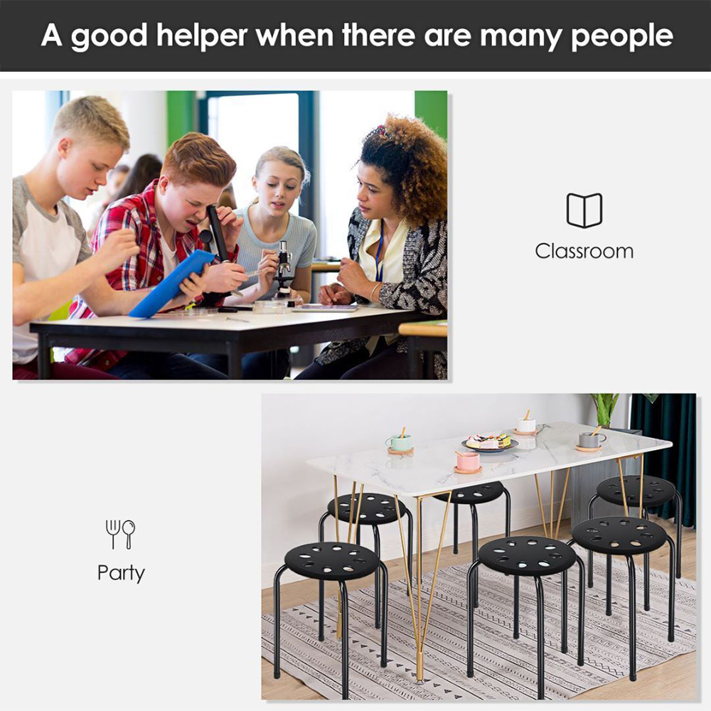 Costway Set of 6 Black Stackable Dining Chairs Image 8