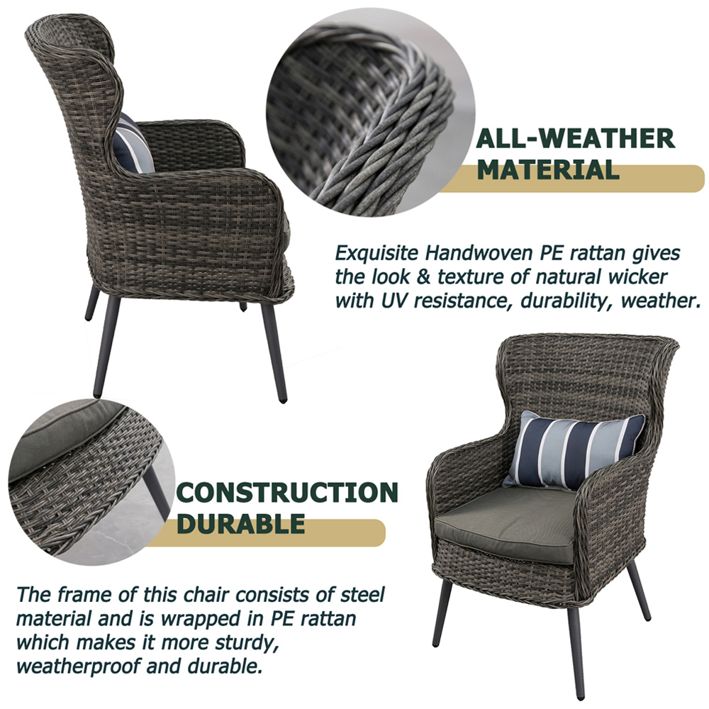 Furniture One 4 Seater Rattan Garden Dining Set Grey Image 5