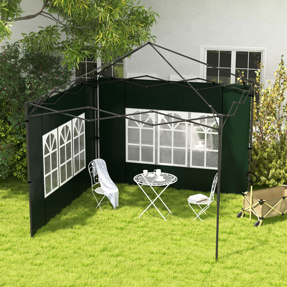Outsunny 2 x 3m Green Gazebo Replacement Side Panel with Window 2 Pack Image 1