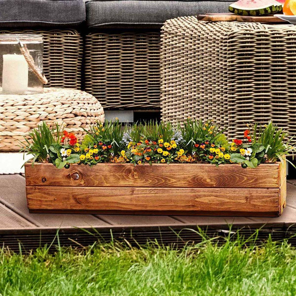 Lechuza Hortico Scandinavian Redwood Window Box Planter 76cm 2 Pack Image 2