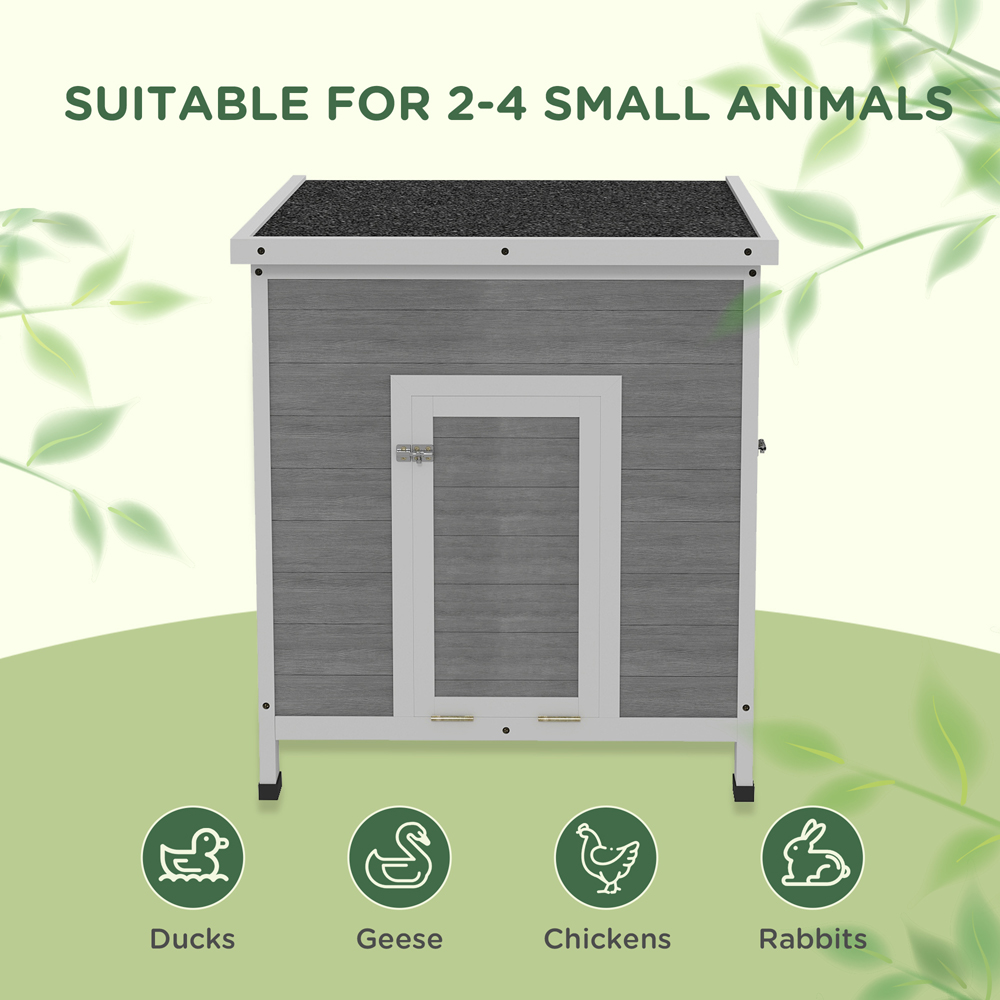 PawHut 76 x 63cm Grey Wooden Duck House Image 7