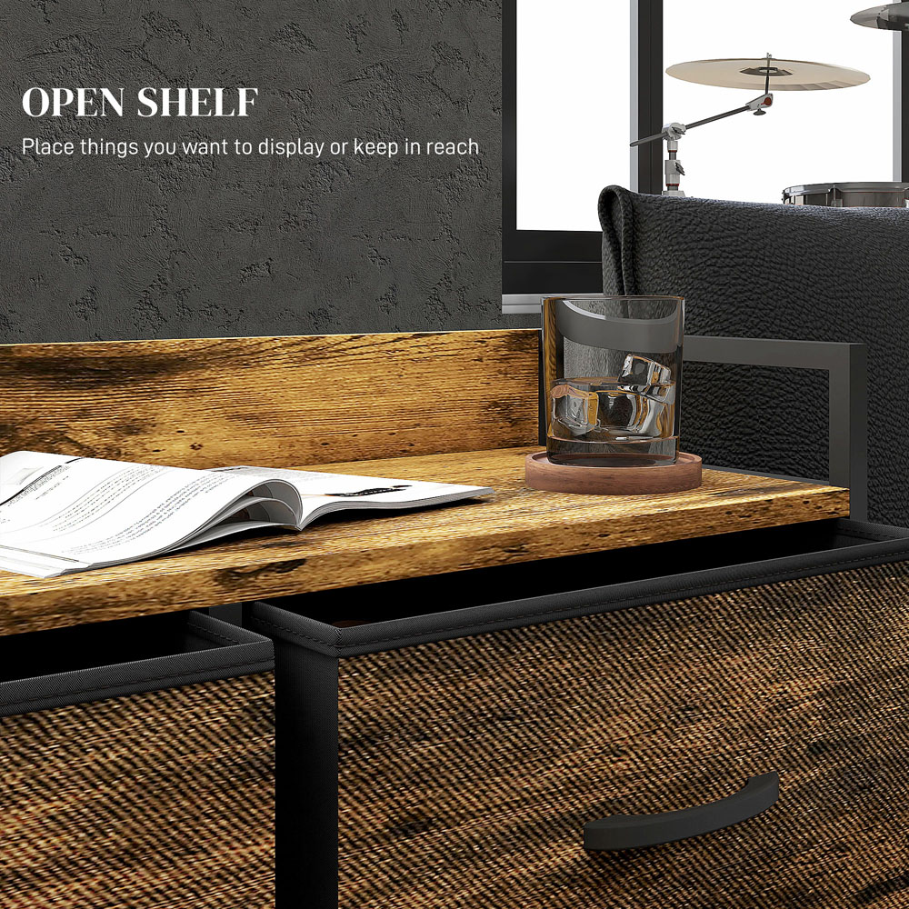 HOMCOM 6 Drawer Rustic Brown Bedroom Chest of Drawers Image 5