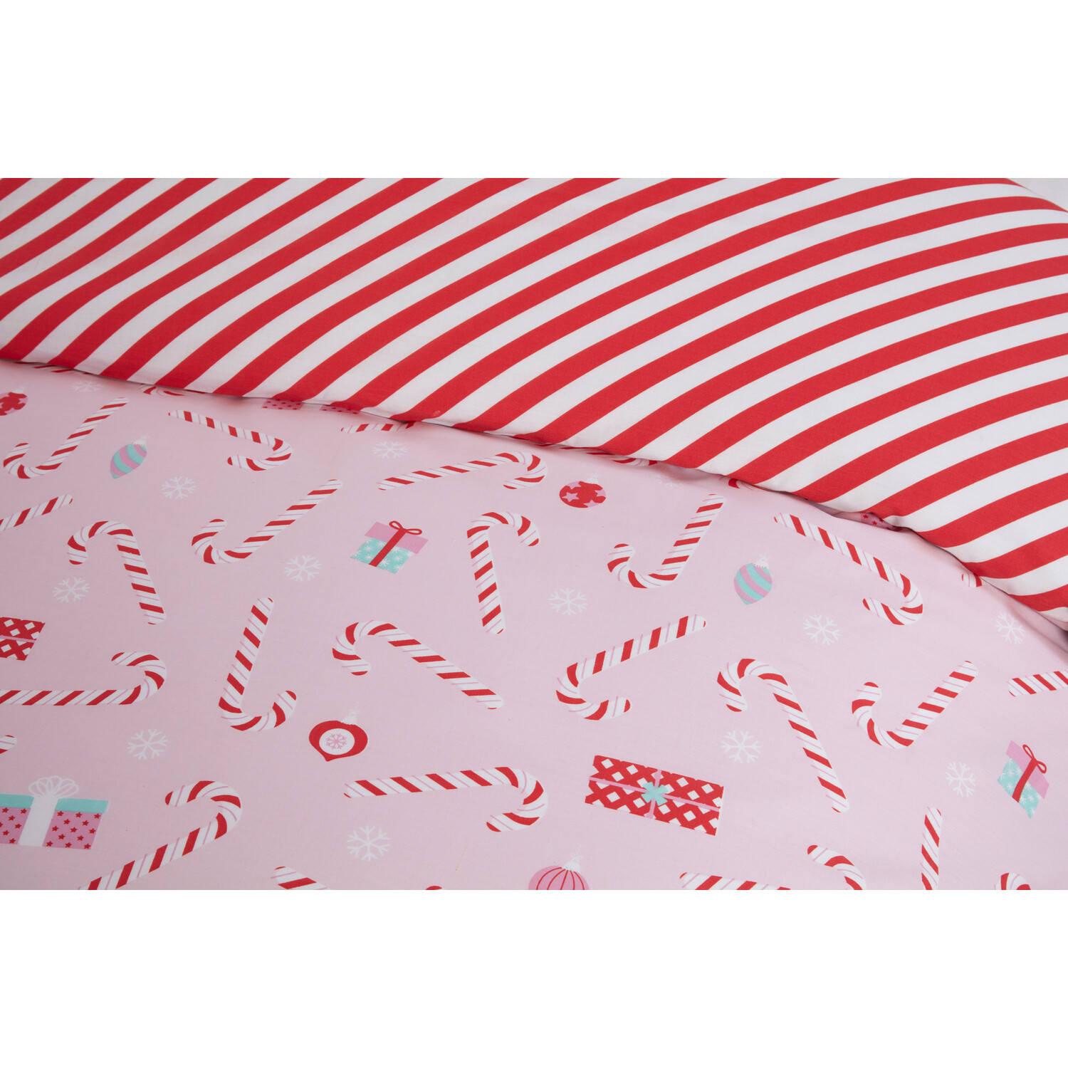 Candy Canes Duvet Cover and Pillowcase Set - Blush / Double Image 4