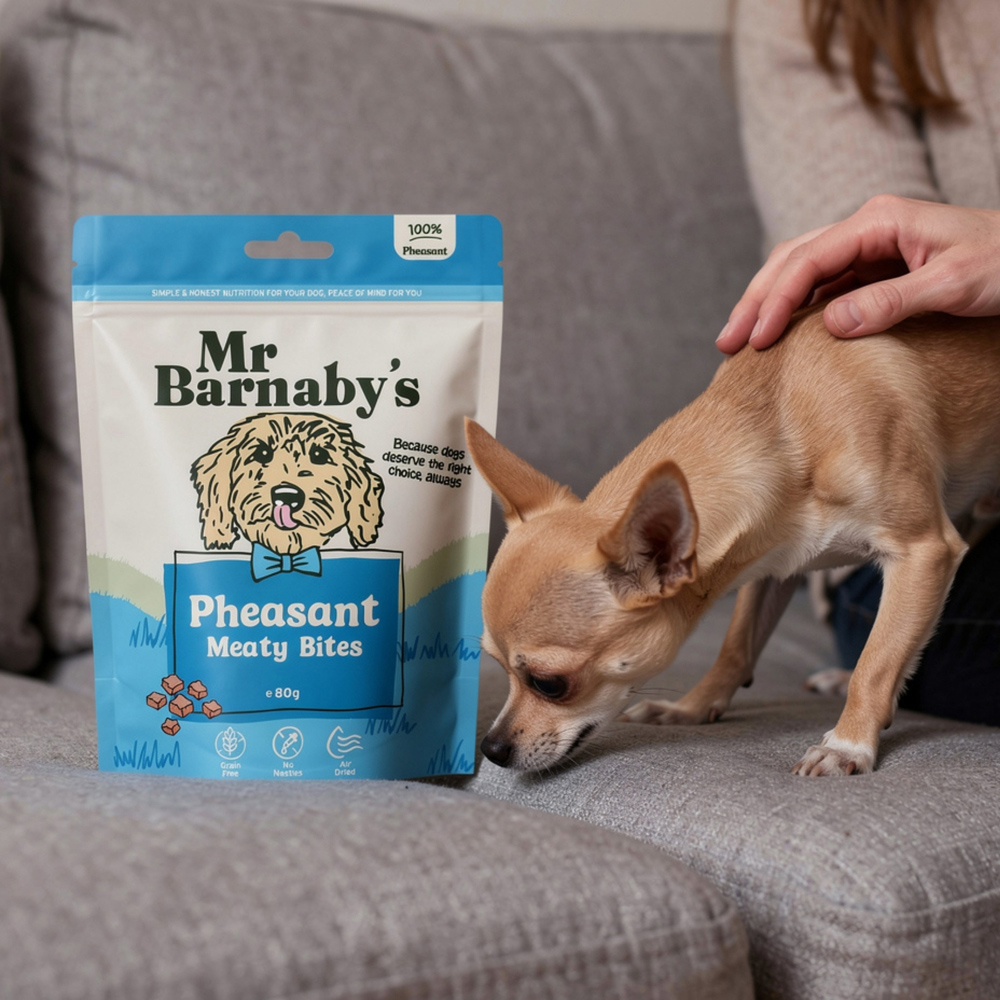 Mr Barnaby's Pheasant Meaty Bites Dog Treats 80g 4 Pack Image 2