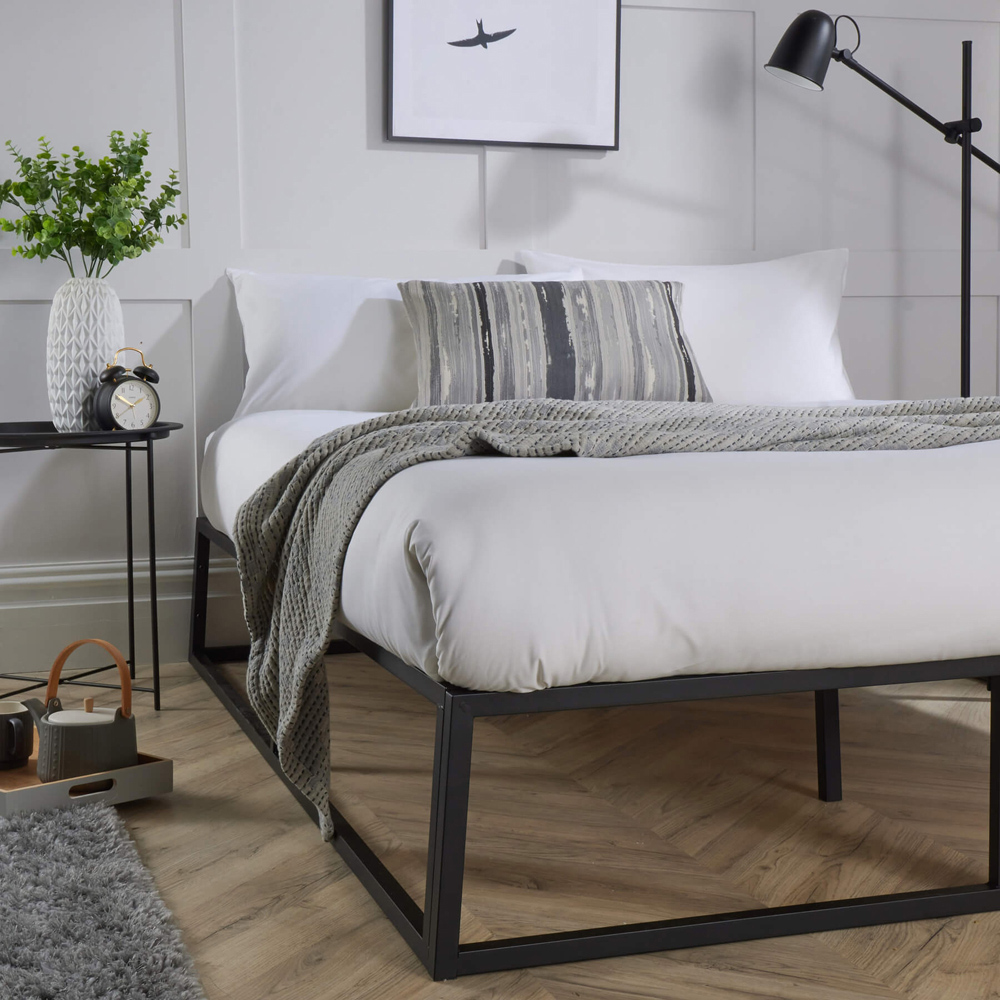 Home Source Small Double Black Metal Platform Bed Frame Image 3