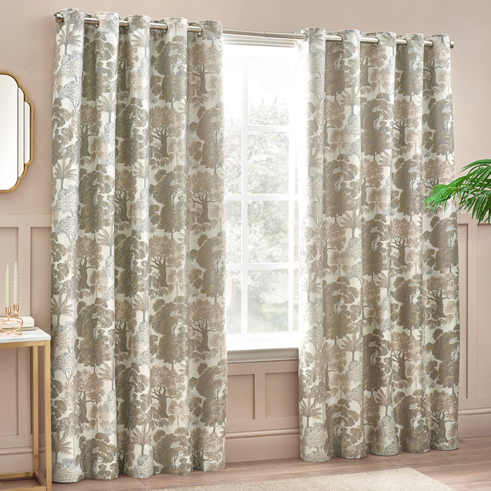 Wylder Natural Woodlands Floral Jacquard Eyelet Curtains 229 x 183cm Image 1