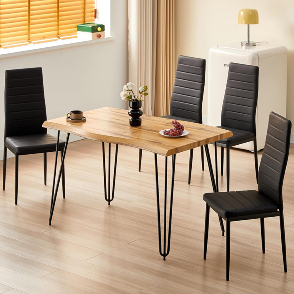 Kosy Koala 4 Seater Rustic Wooden Dining Set Black Image 1