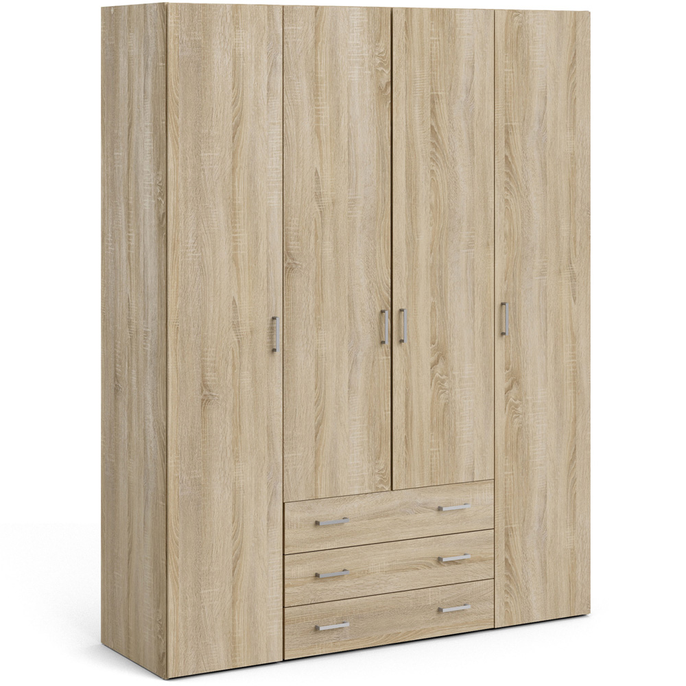 Florence Space 4 Door 3 Drawer Oak Wardrobe Image 2