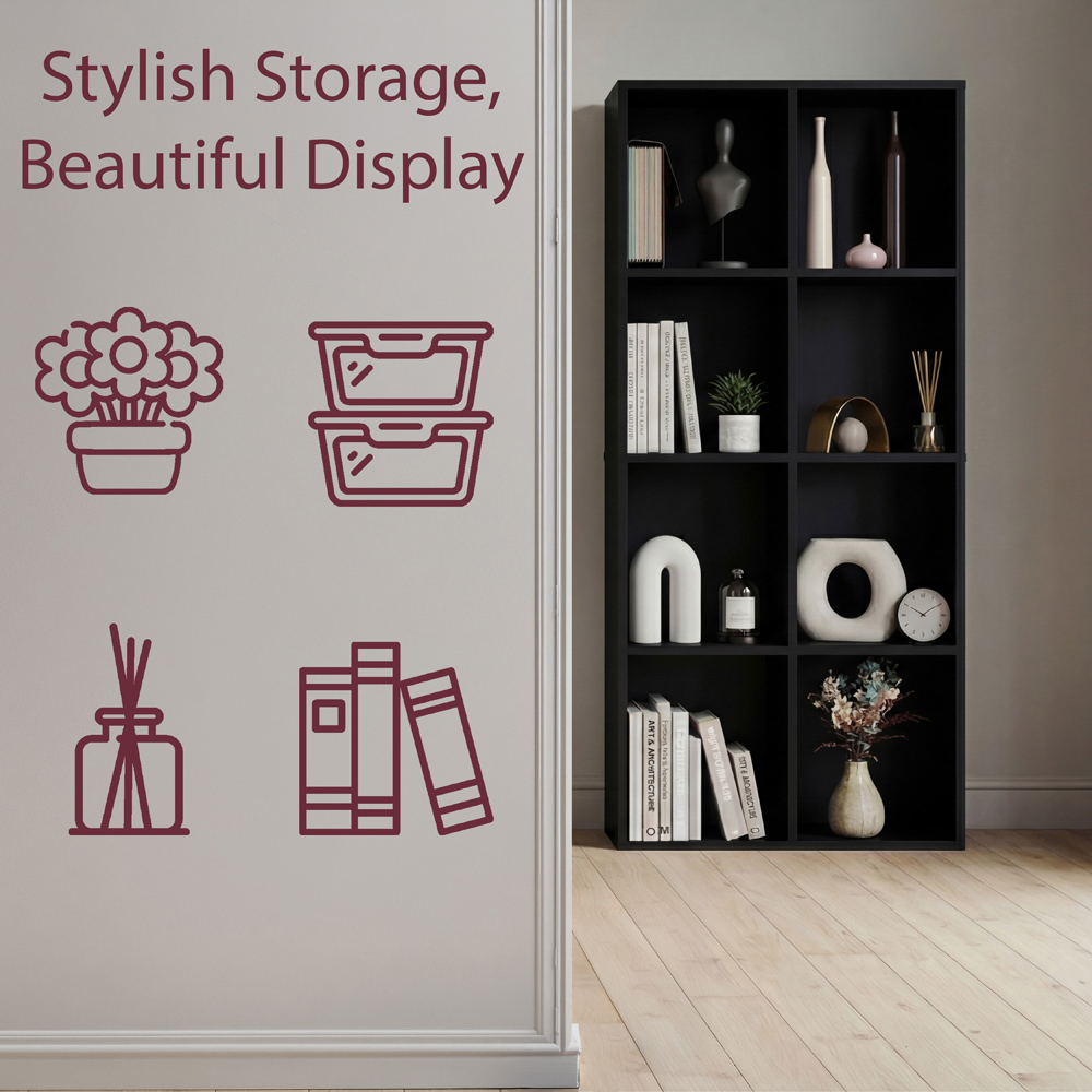 VIDA DESIGNS 8 Shelf Black Cube Storage Unit Image 6