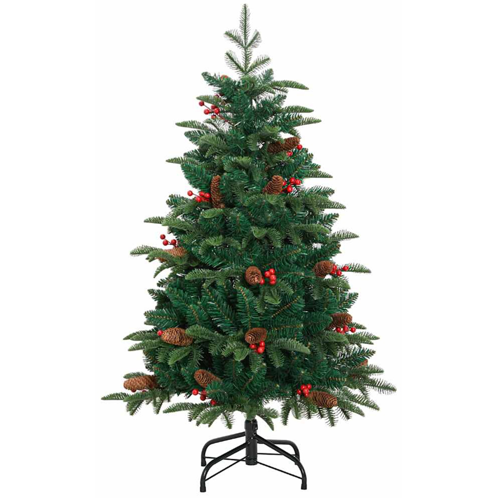 vidaXL Pre-Lit Warm White LED and Lilac Baubles Green Artificial Christmas Tree with Stand 5ft Image 3