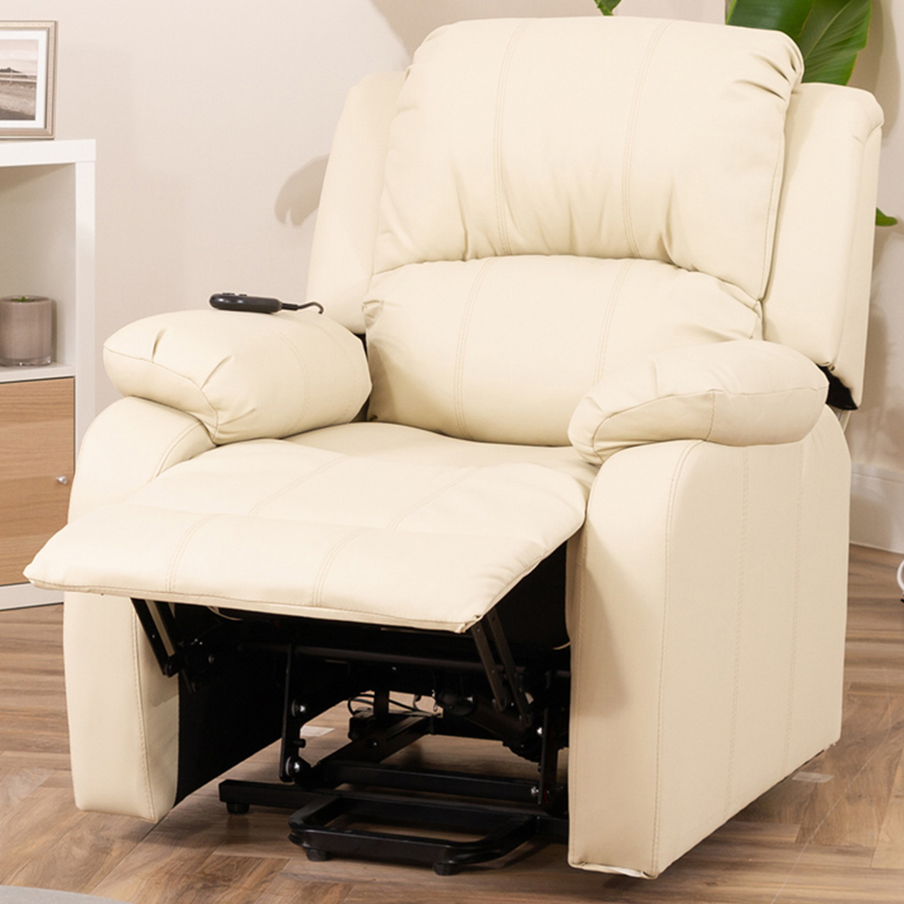 Artemis Home Northfield Cream Dual Motor Massage and Heat Riser Recliner Chair Image 1