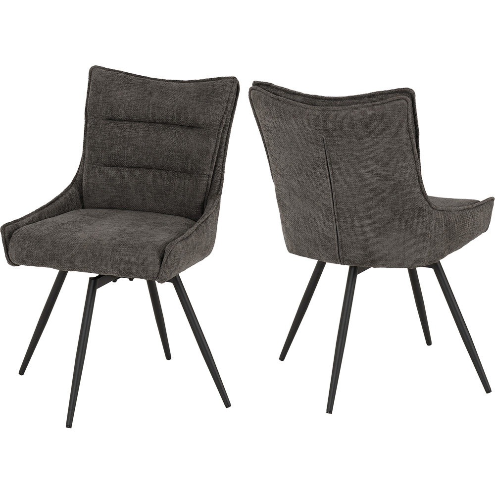 Seconique Lewis Set of 2 Grey Fabric Swivel Dining Chair Image 2