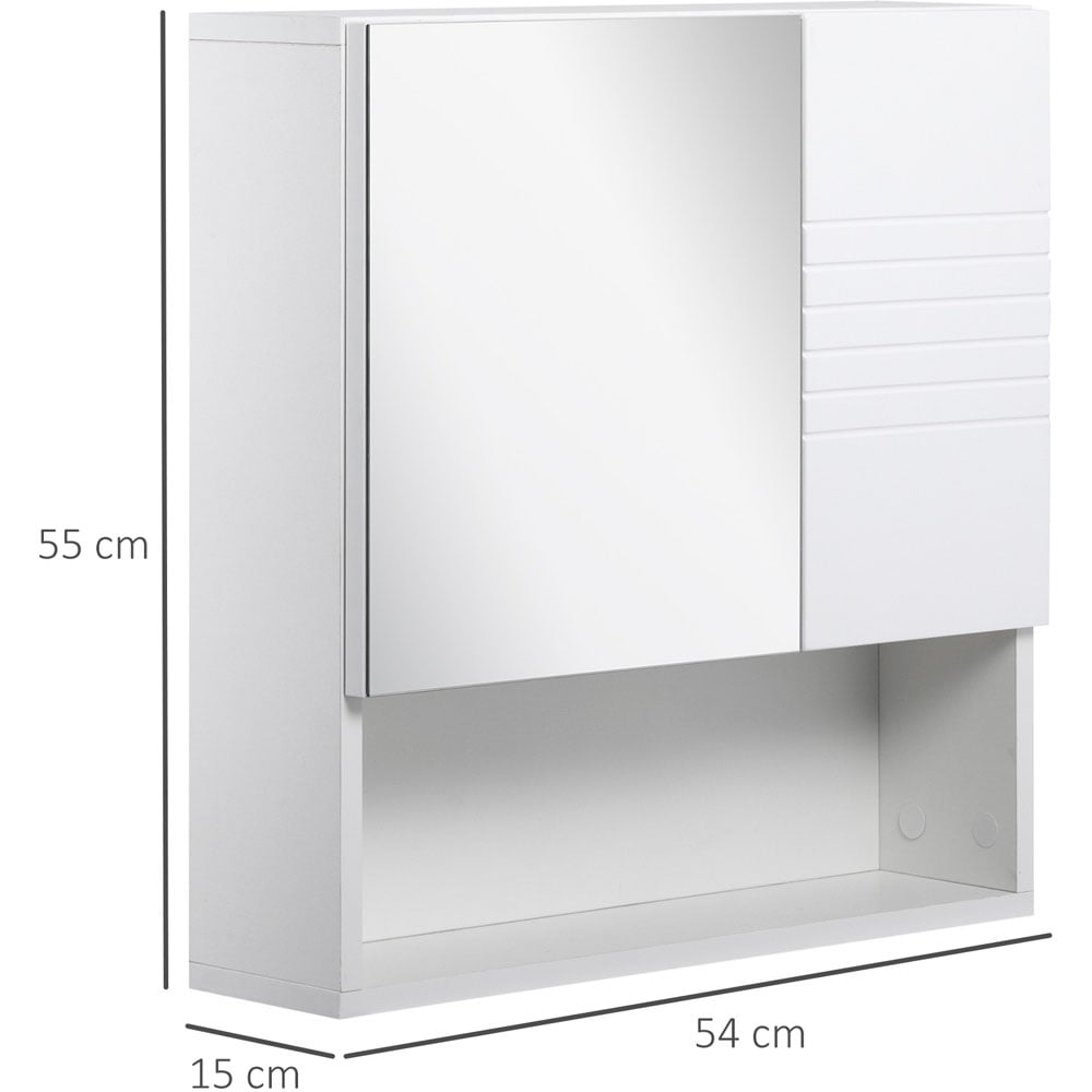 Kleankin White Mirror Bathroom Cabinet with Ridge Design Image 6