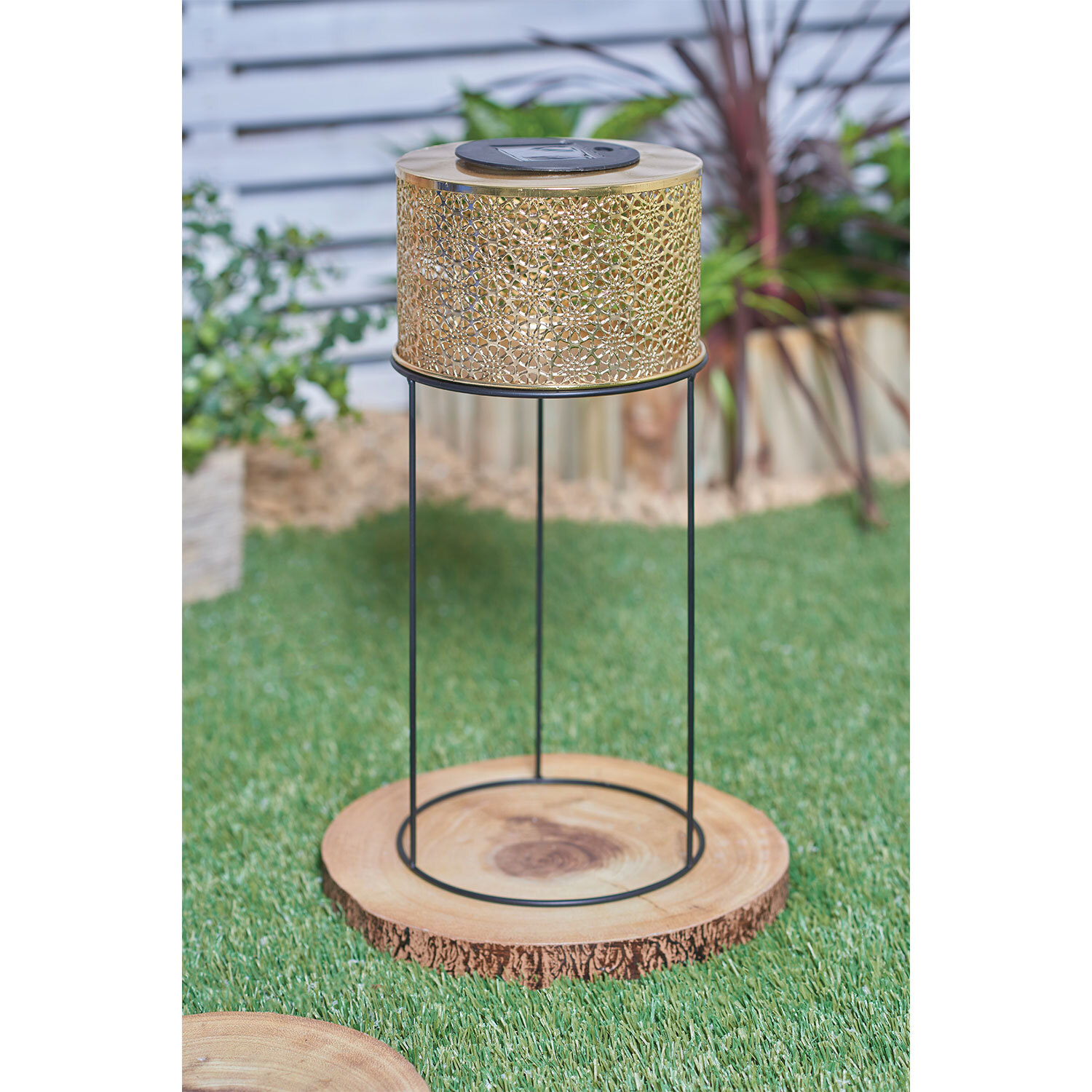 Gold Cut Out Design Solar Lantern Image 2