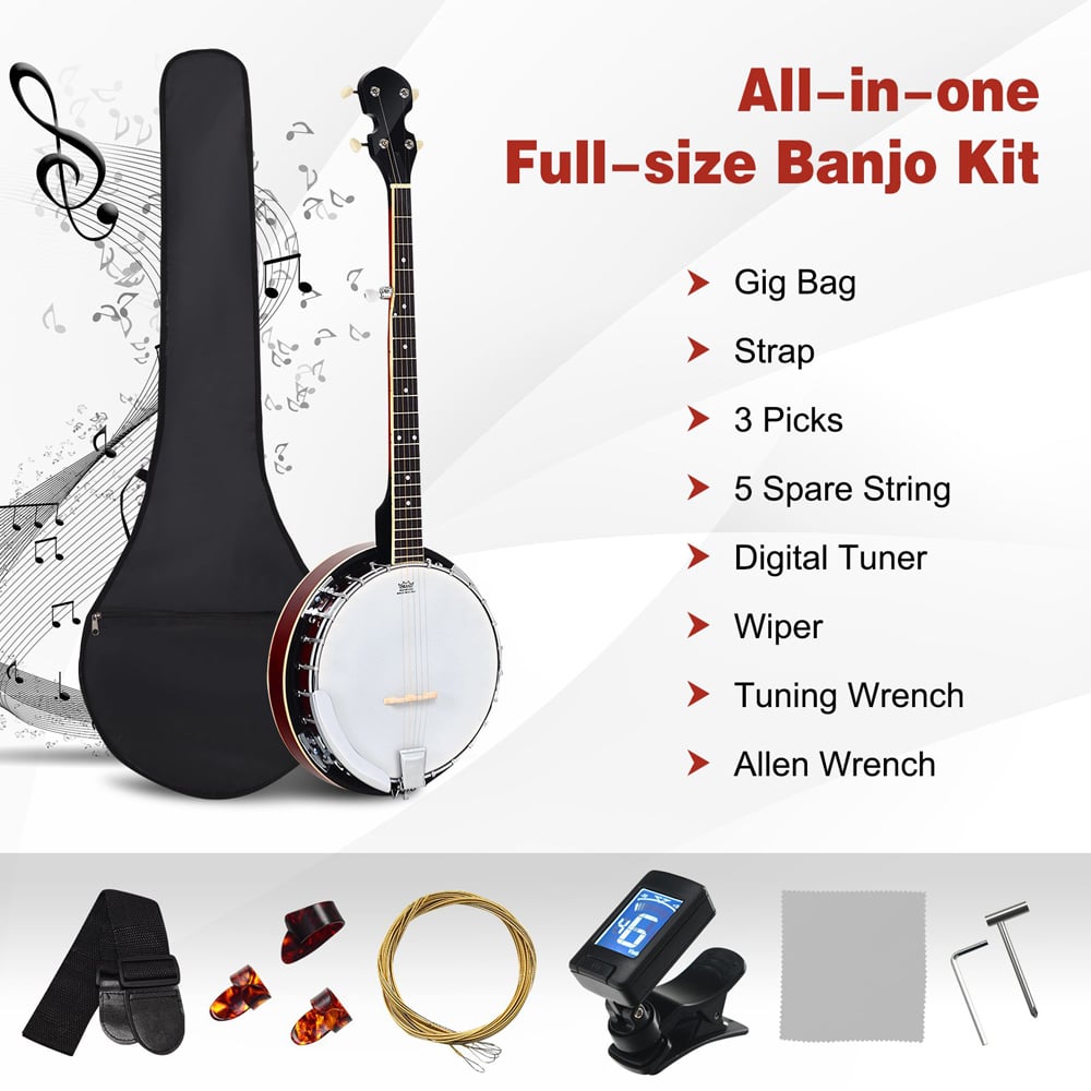 Costway MU10100 5 String Banjo with 24 Bracket Remo Head Image 5