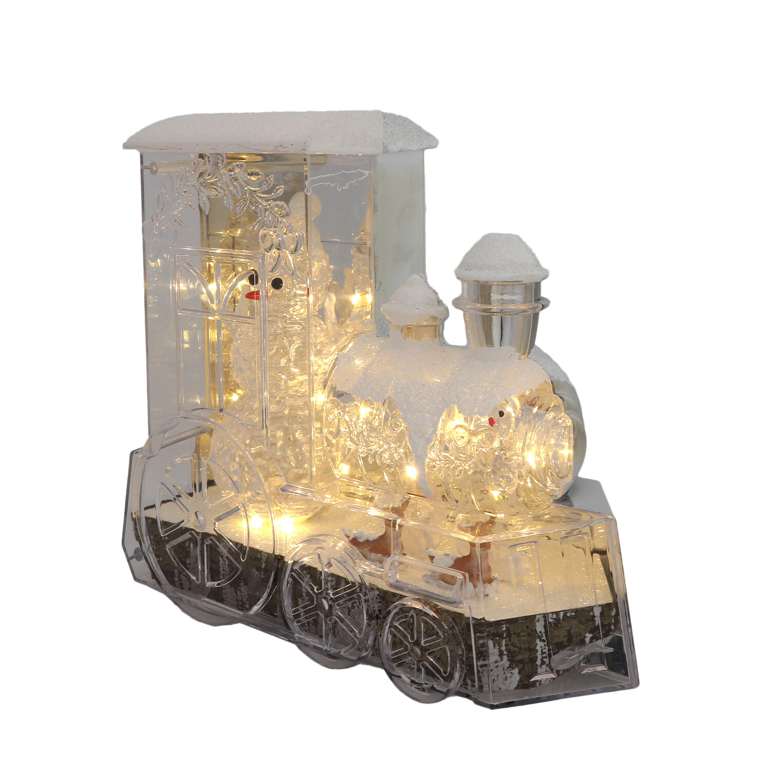 LED Train with Snowman Scene - Silver Image 3