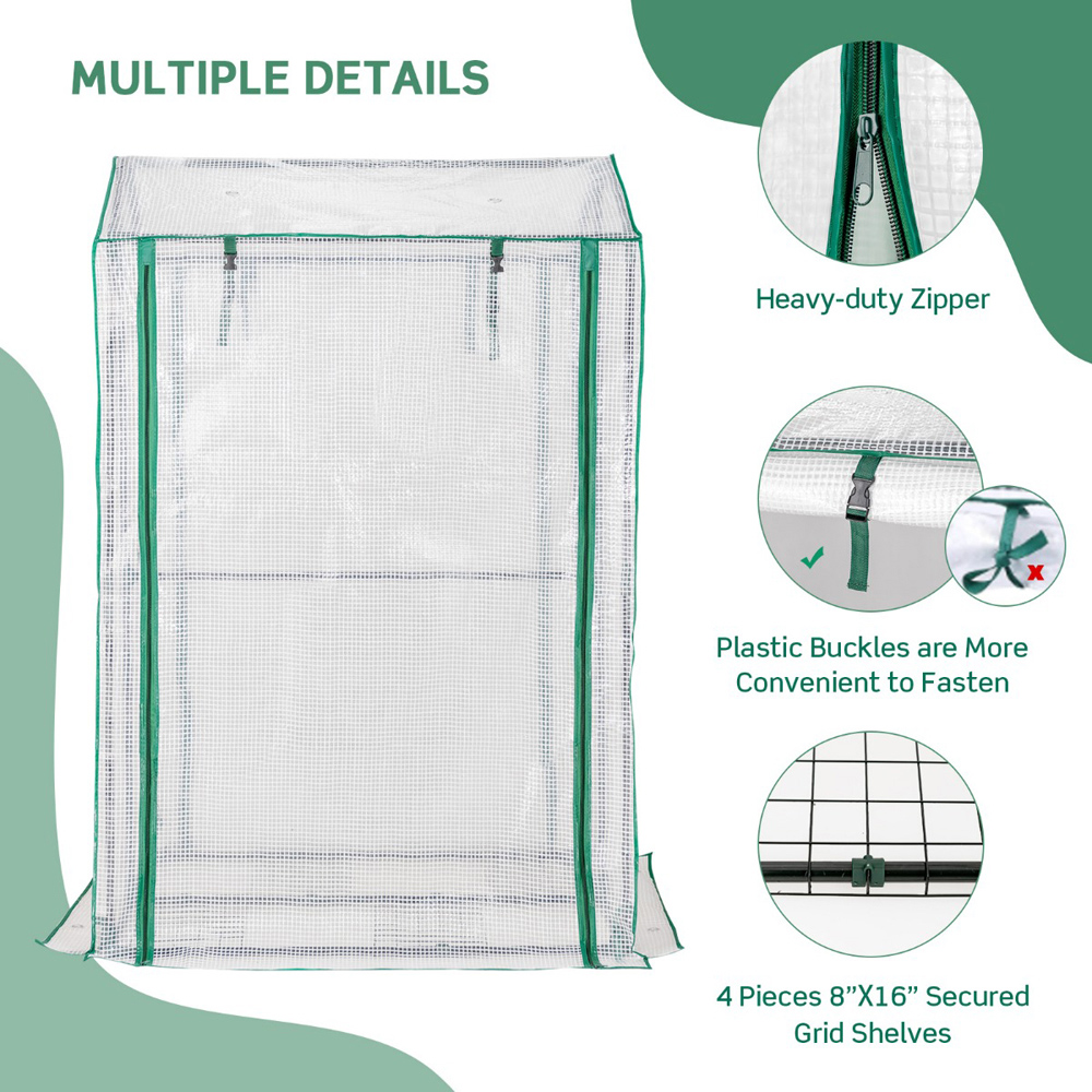 Costway Garden Grow Green House with 4 Shelves and Zippered Door Image 6