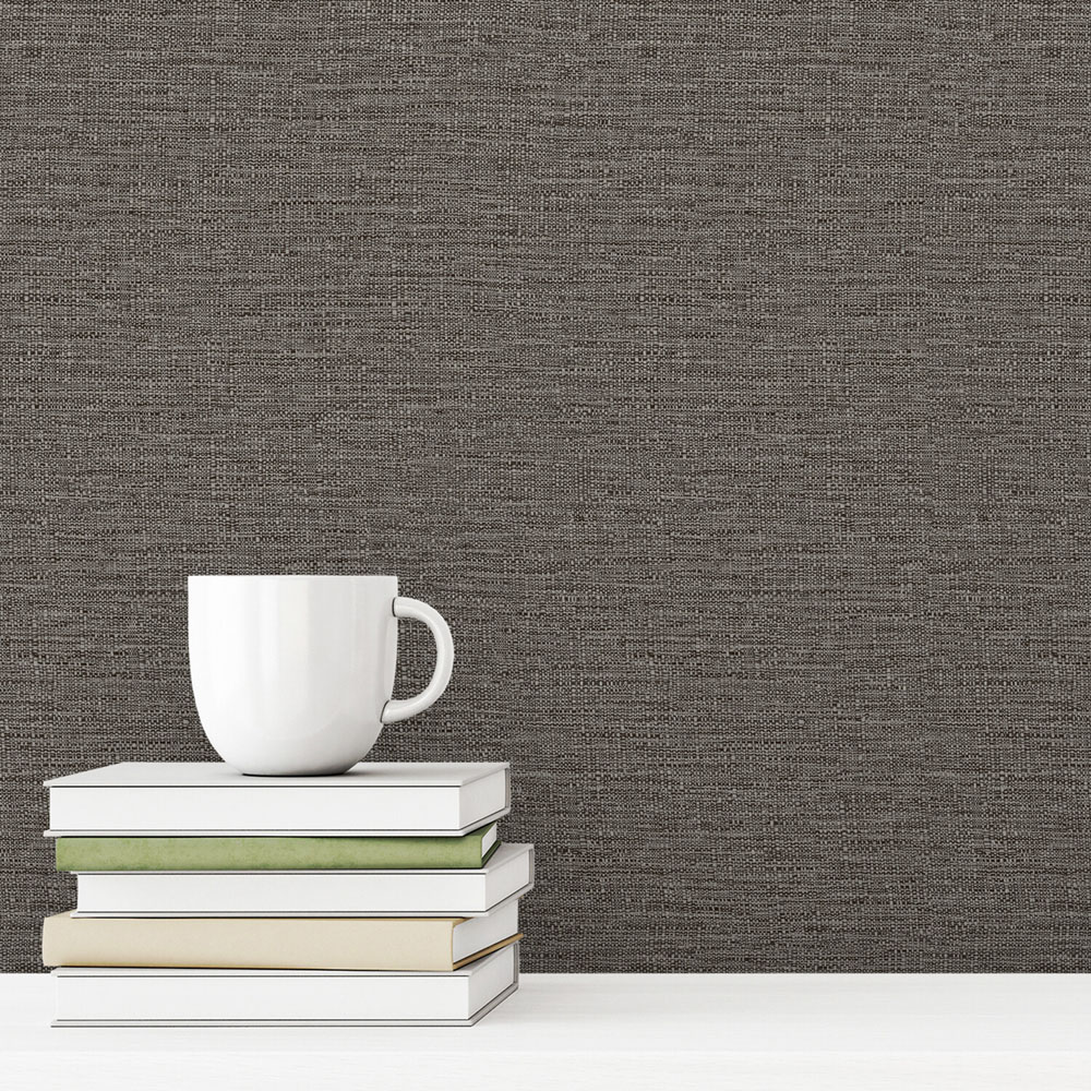 Telma Fabric Style Wallpaper Charcoal Image 2