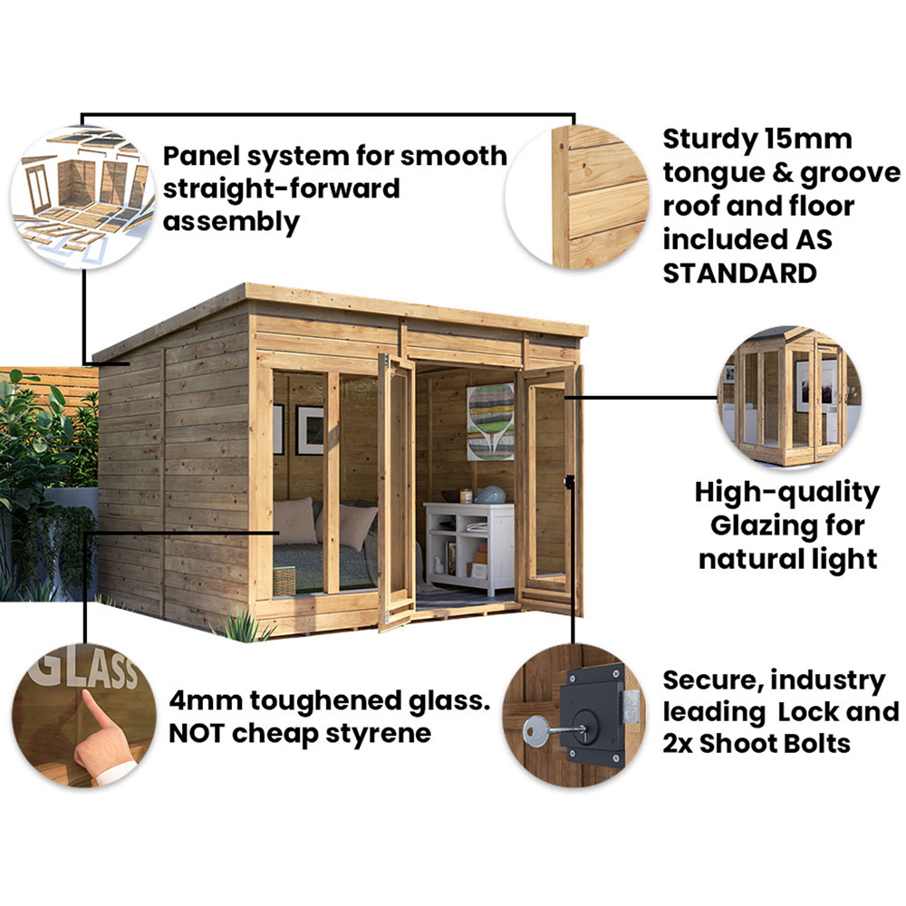 Dunster House RagePanda 10 x 8ft Modular Brown Superfelt Pent Summerhouse Image 6