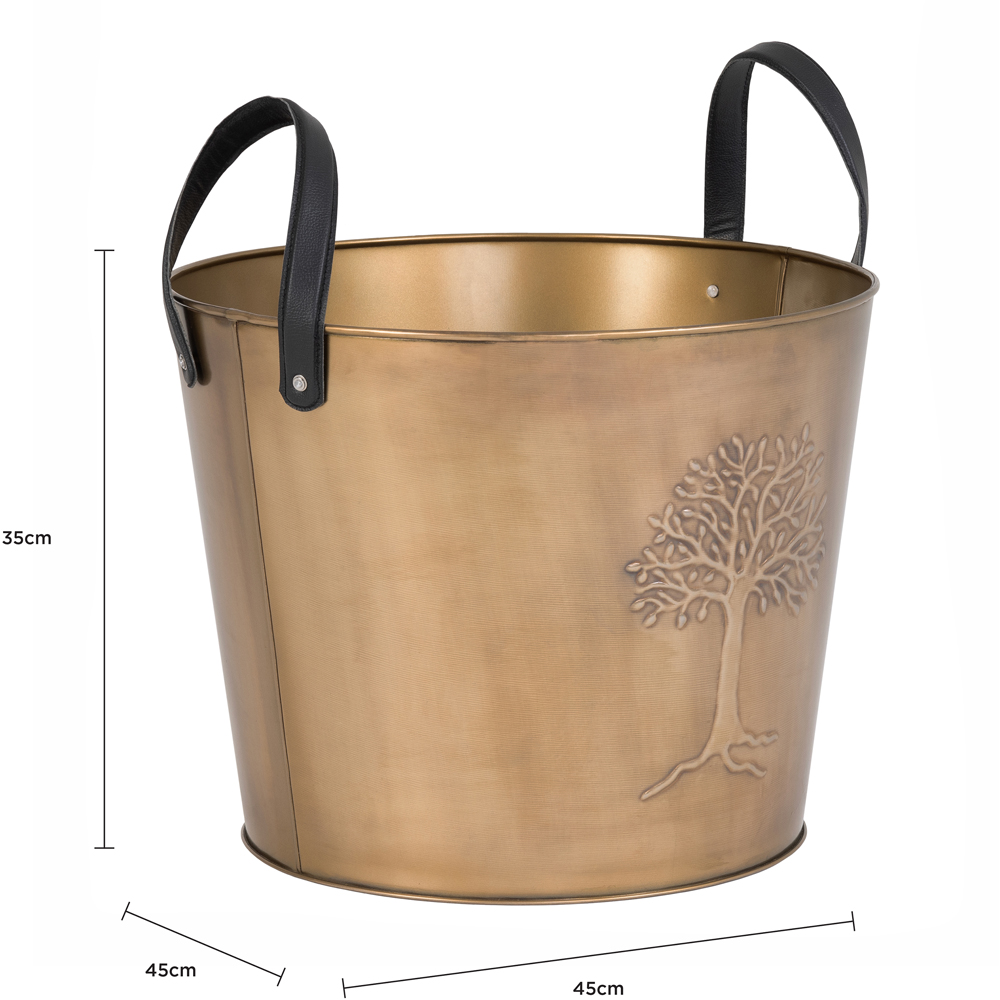 Charles Bentley Snug Mulberry Large Antique Gold Leather Handled Log Bucket Image 8