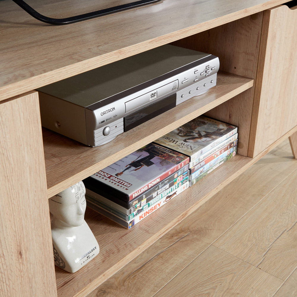 Home Source 2 Door 2 Shelf Rustic Effect TV Stand Image 6