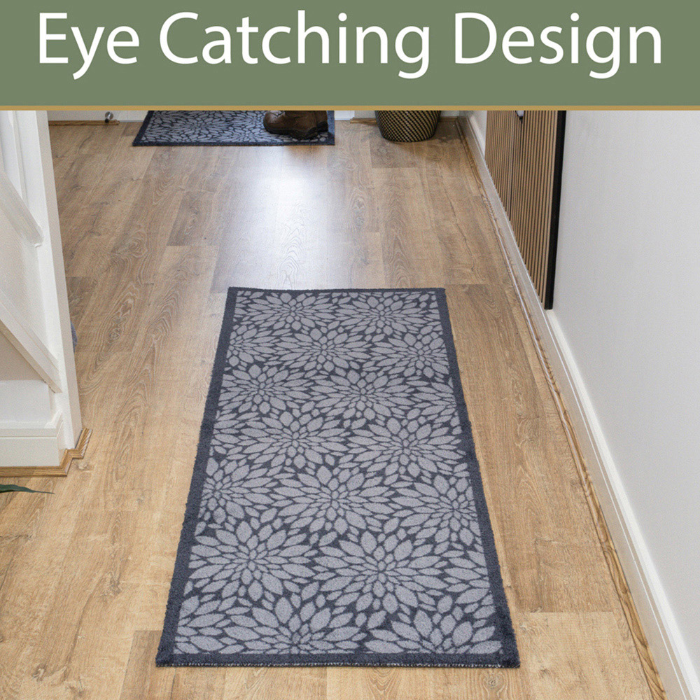 JVL Mega Grey Flowers Latex Backed Door Runner 57 x 150cm Image 6