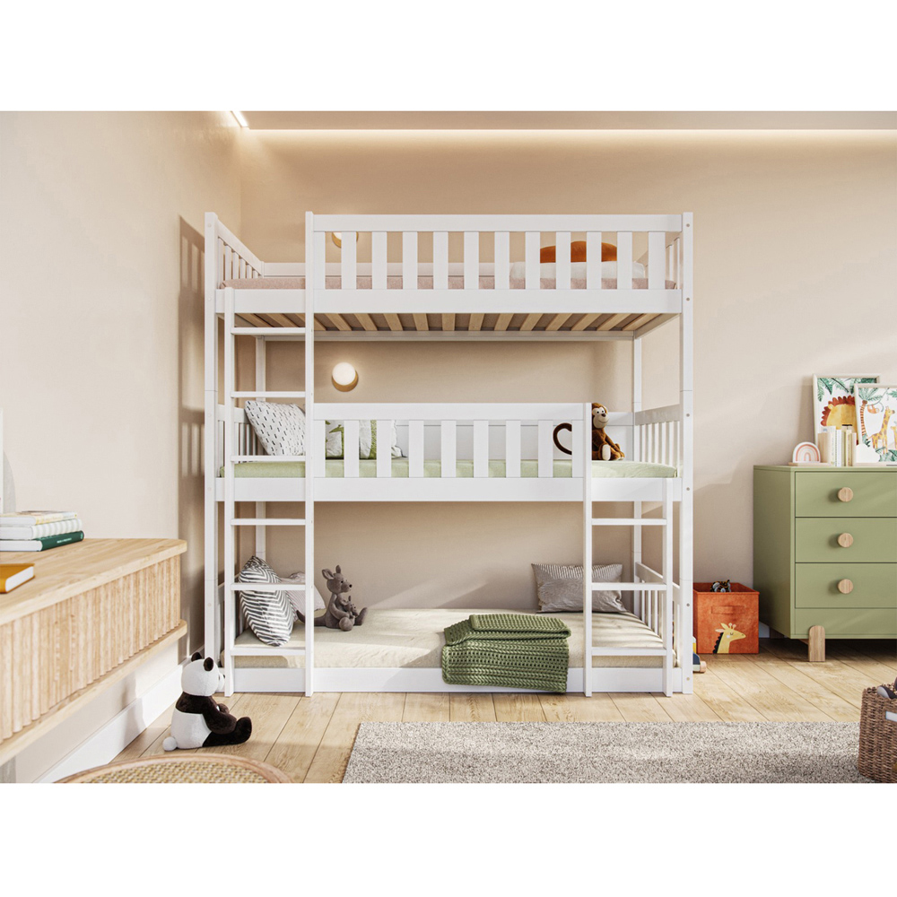Flair Bea White Triple High Wooden Bunk Bed Image 4